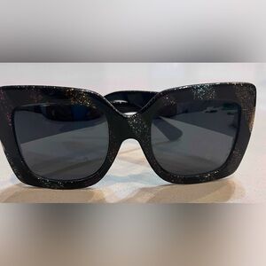 Glitter Thick Plastic Rectangular Butterfly Designer Womens oversized Sunglasses